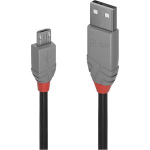 LINDY USB-kabel USB 2.0 USB-A stekker, USB-micro-B stekker 5.00 m Zwart, Grijs 36735