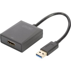 Digitus DA-70841 HDMI / USB 3.2 Gen 1 (USB 3.0) Adapter [1x USB 3.2 Gen 1 stekker A (USB 3.0) - 1x HDMI-bus] Zwart Afgeschermd, Geschikt voor HDMI, High Speed