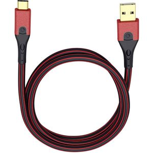 USB 3.2 Gen 1 (USB 3.0) [1x USB 3.2 Gen 1 stekker A (USB 3.0) - 1x USB-C stekker] 3.00 m Rood/zwart Vergulde steekcontacten Oehlbach USB Evolution C3