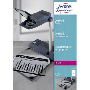 Avery-Zweckform OHP Laserfolie 3552 Folie voor overheadprojectoren DIN A4 Laser (zwart/wit), Kopiëren (zwart/wit) Transparant 100 stuk(s)