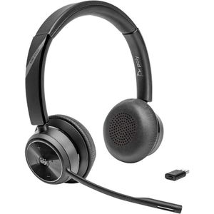 HP Poly Savi 7320 UC DECT On Ear headset Computer DECT Stereo Zwart Ruisonderdrukking (microfoon) Volumeregeling, Microfoon uitschakelbaar (mute)