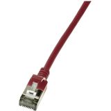 LogiLink CQ9074S RJ45 Netwerkkabel, patchkabel CAT 6A U/FTP 5.00 m Rood Extreem dun, Vlambestendig, Flexibel, Folie afscherming, Halogeenvrij, Snagless,