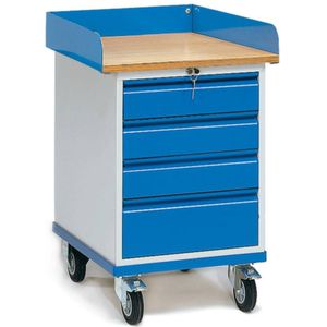 Fetra 2446 Tafel en kabinetwagen Staal Poedercoating Laadvermogen (max.): 150 kg Stralend blauw (RAL 5007)