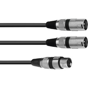 Omnitronic 30225203 XLR Adapterkabel [1x XLR-bus 3-polig - 2x XLR-stekker 3-polig] 0.50 m Zwart