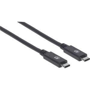 Manhattan USB-kabel USB 3.2 Gen1 (USB 3.0 / USB 3.1 Gen1) USB-C stekker, USB-C stekker 1.00 m Zwart Stekker past op beide manieren 355223
