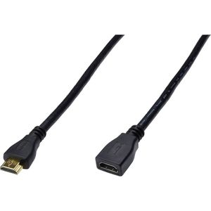 Digitus AK-330201-030-S HDMI-kabel HDMI Verlengkabel HDMI-A-stekker, HDMI-A-bus 3.00 m Zwart High Speed HDMI met ethernet, Geschikt voor HDMI, Rond, Vergulde