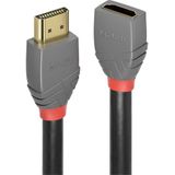 LINDY 36475 HDMI-kabel HDMI Verlengkabel HDMI-A-stekker, HDMI-A-bus 0.50 m Antraciet, Zwart, Rood Vergulde steekcontacten