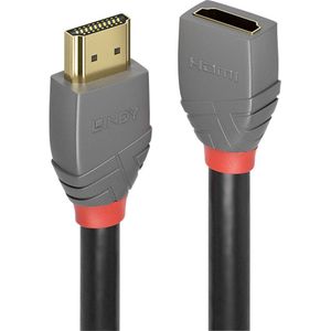 LINDY 36475 HDMI-kabel HDMI Verlengkabel HDMI-A-stekker, HDMI-A-bus 0.50 m Antraciet, Zwart, Rood Vergulde steekcontacten