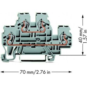 WAGO 870-501 Doorgangsklem 2-etages 5 mm Spanveer Toewijzing: L, L Grijs 50 stuk(s)