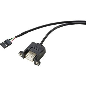 Renkforce USB-kabel USB 2.0 Shrouded header 4-polig, USB-A bus 0.60 m Zwart Schroefbaar RF-5719748