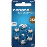 Renata Knoopcel ZA312 1.4 V 6 stuk(s) 165 mAh Zink-lucht Hearing Aid PR41