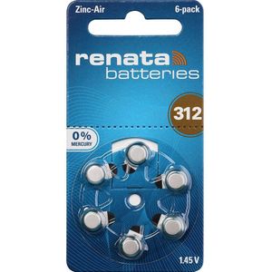 Renata Knoopcel ZA312 1.4 V 6 stuk(s) 165 mAh Zink-lucht Hearing Aid PR41