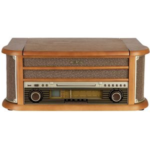 Reflexion HIF2002 Retro-stereoset FM, CD, Cassette, Platenspeler, USB Behuizing van echt hout, Opnamefunctie, Incl. afstandsbediening 2 x 40 W Hout