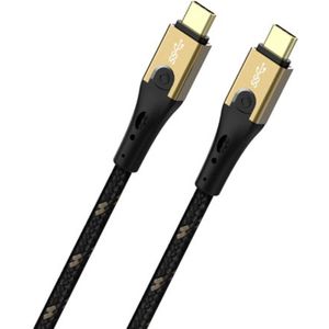 Oehlbach USB-kabel USB 3.2 Gen2 (USB 3.1 Gen2) USB-C stekker, USB-C stekker 2.00 m Zwart/goud D1C9532