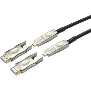 SpeaKa Professional SP-9538588 HDMI-kabel HDMI Adapterkabel HDMI-A-stekker, HDMI-micro-D-stekker, HDMI-A-stekker, HDMI-micro-D-stekker 100.00 m Zwart PVC-mantel