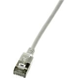 LogiLink CQ9062S RJ45 Netwerkkabel, patchkabel CAT 6A U/FTP 3.00 m Grijs Extreem dun, Vlambestendig, Flexibel, Folie afscherming, Halogeenvrij, Snagless,