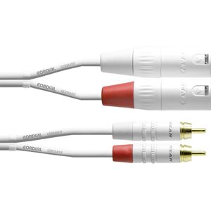 Cordial CFU 1,5 MC-SNOW Audio Adapterkabel [2x XLR-stekker - 2x Cinch-stekker] 1.50 m Wit