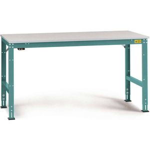 Manuflex LU4103.5021 ESD ESD-werktafel universele standaard achtergrond tafel met rubber schijf, bxdxh = 1750 x 1200 x 760-870 mm Waterblauw