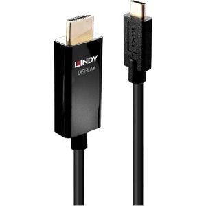 LINDY 43291 USB-C-displaykabel Aansluitkabel USB-C stekker, HDMI-A-stekker 1.00 m Zwart