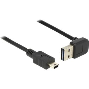 Delock USB-kabel USB 2.0 USB-A stekker, USB-mini-B stekker 2.00 m Zwart Stekker past op beide manieren, Vergulde steekcontacten, UL gecertificeerd 83544