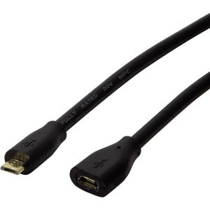 LogiLink USB-kabel USB 2.0 USB-micro-B stekker, USB-micro-B bus 1.00 m Zwart CU0121