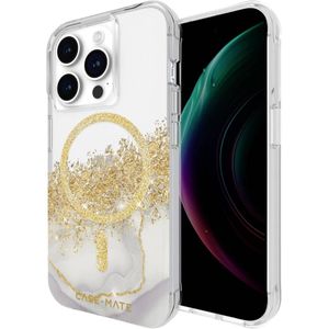 Case-Mate Karat Marble MagSafe Backcover Apple iPhone 15 Pro Transparant, Goud, Glittereffect MagSafe compatible