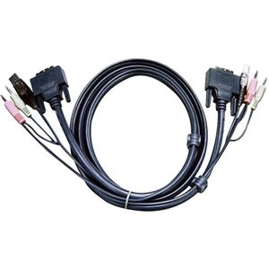 ATEN KVM Aansluitkabel [2x Jackplug male 3,5 mm, DVI-stekker 24+1-polig, USB-A 2.0 stekker - 2x Jackplug male 3,5 mm, DVI-stekker 24+1-polig, USB-B 2.0