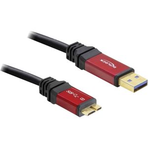 Delock USB-kabel USB 3.2 Gen1 (USB 3.0 / USB 3.1 Gen1) USB-A stekker, USB-micro-B 3.0 stekker 2.00 m Rood, Zwart Vergulde steekcontacten, UL gecertificeerd