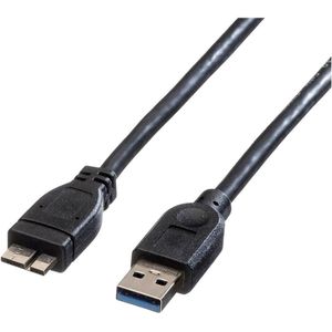 ROLINE USB 3.2 Gen 1 kabel, type A M - Micro A M, zwart, 0,8 m