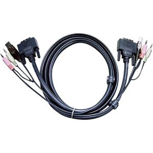 ATEN KVM Aansluitkabel [2x Jackplug male 3,5 mm, DVI-stekker 18+1-polig, USB-A 2.0 stekker - 2x Jackplug male 3,5 mm, DVI-stekker 18+1-polig, USB-B 2.0