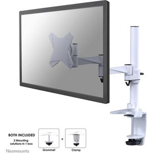 Neomounts FPMA-D1330WHITE Monitor-tafelbeugel 1-voudig 25,4 cm (10) - 76,2 cm (30) Wit In hoogte verstelbaar, Kantelbaar, Zwenkbaar, Roteerbaar