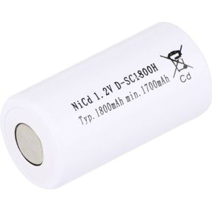 Mexcel SC1800H Speciale oplaadbare batterij Sub-C Geschikt voor hoge temperaturen, Flat-top NiCd 1.2 V 1800 mAh