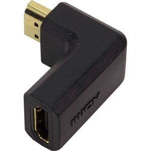 LogiLink AH0005 HDMI Adapter [1x HDMI-stekker - 1x HDMI-bus] Zwart 90° haaks naar links