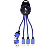 Smrter USB-laadkabel USB 2.0 Apple Lightning stekker, USB-A stekker, USB-C stekker, USB-micro-B stekker 0.15 m Blauw Aluminium-stekker, Met OTG-functie,