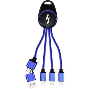 Smrter USB-laadkabel USB 2.0 Apple Lightning stekker, USB-A stekker, USB-C stekker, USB-micro-B stekker 0.15 m Blauw Aluminium-stekker, Met OTG-functie,