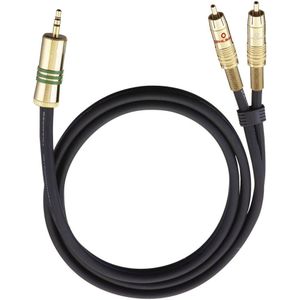 Oehlbach NF 1 / Jack Cinch / Jackplug Audio Aansluitkabel [2x Cinch-stekker - 1x Jackplug male 3,5 mm] 1.00 m Zwart Vergulde steekcontacten