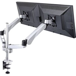 SpeaKa Professional SP-3947568 Flex Monitor-tafelbeugel 2-voudig 25,4 cm (10) - 68,6 cm (27) Zwart, Zilver In hoogte verstelbaar, Kantelbaar, Zwenkbaar,