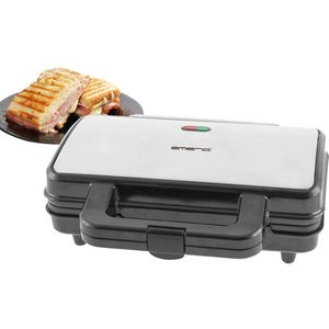 Emerio Sandwich Toaster 2 Slice Toaster XXL Schelpvorm - Broodrooster - Zilver - Zwart