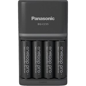 Panasonic Eneloop PRO Snelle Oplader Inclusief 4 Pro AA 2500mAh Batterijen BQ-CC55
