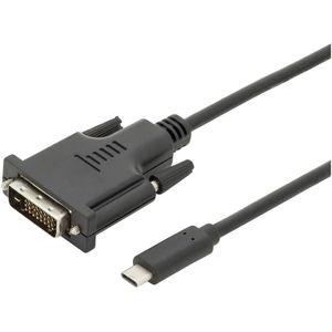 Digitus AK-300332-020-S USB-C-displaykabel USB-C / DVI Adapterkabel USB-C stekker, DVI-D 24+1-polige stekker 2.00 m Zwart Afgeschermd, Afgeschermd (dubbel)