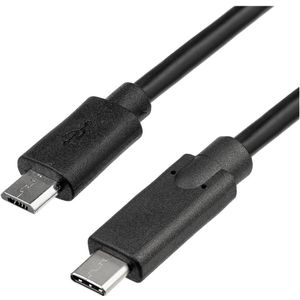 Akyga USB-kabel USB-micro-B stekker, USB-C stekker 1.00 m Zwart AK-USB-16