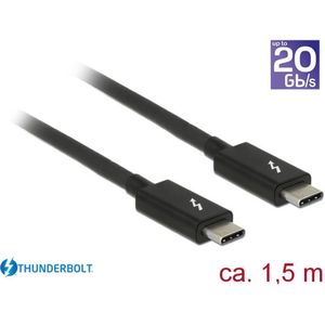 Delock 84846 Thunderbolt-kabel USB Aansluitkabel Thunderbolt (USB-C) stekker, Thunderbolt (USB-C) stekker 1.50 m Zwart
