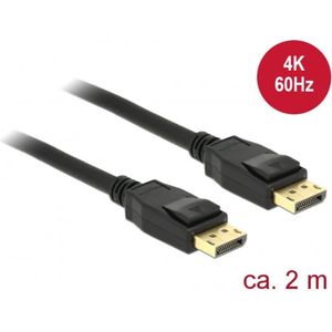 Delock 83806 DisplayPort-kabel DisplayPort Aansluitkabel DisplayPort-stekker, DisplayPort-stekker 2.00 m Zwart Vergulde steekcontacten