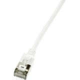 LogiLink CQ9041S RJ45 Netwerkkabel, patchkabel CAT 6A U/FTP 1.50 m Wit Extreem dun, Vlambestendig, Flexibel, Folie afscherming, Halogeenvrij, Snagless,