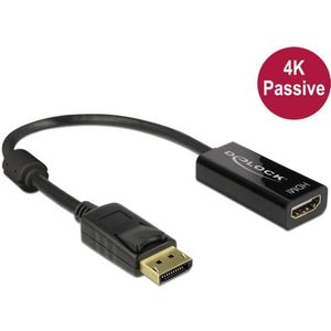 Delock 62609 DisplayPort-kabel DisplayPort / HDMI Adapterkabel DisplayPort-stekker, HDMI-A-bus 0.20 m Zwart Vergulde steekcontacten