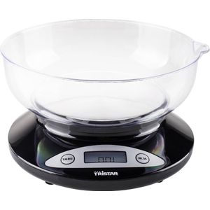 Tristar Keukenweegschaal KW-2430 - Digitale keukenweegschaal met kom - Tot 2 kilogram - Zwart