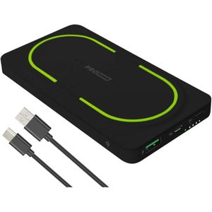 ProUser Wireless powerbank 10000 mAh Quick Charge 3.0, Power Delivery 3.0 Li-ion Zwart-groen Gelijktijdig laden en ontladen, Statusweergave