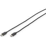 Digitus USB-kabel USB 3.2 Gen1 (USB 3.0 / USB 3.1 Gen1) USB-C stekker, USB-C stekker 1.00 m Zwart Rond, Stekker past op beide manieren, Afgeschermd (dubbel)
