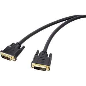 Renkforce DVI Aansluitkabel DVI-D 24+1-polige stekker, DVI-D 24+1-polige stekker 7.50 m Zwart RF-4680662 Vergulde steekcontacten DVI-kabel