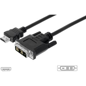 Digitus AK-330300-030-S HDMI-kabel HDMI / DVI Adapterkabel HDMI-A-stekker, DVI-D 18+1-polige stekker 3.00 m Zwart Schroefbaar